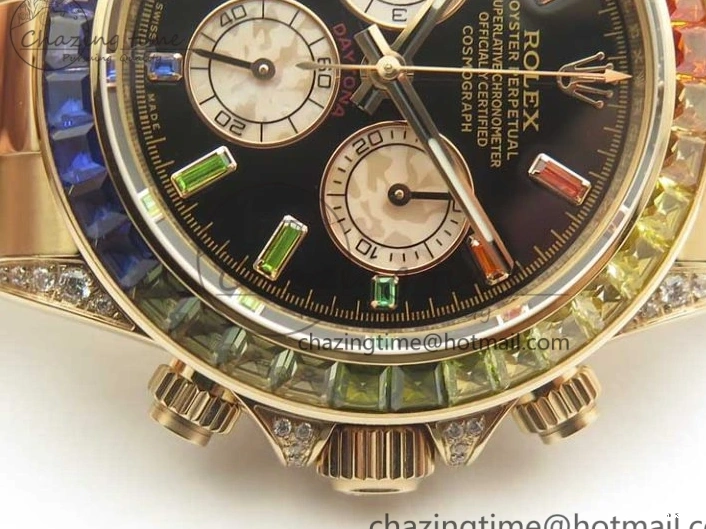 1230 Daytona 116595RBOW RG Rainbow Crystal BLF Best Edition Black Dial on RG Bracelet A RelaxedFit 3353